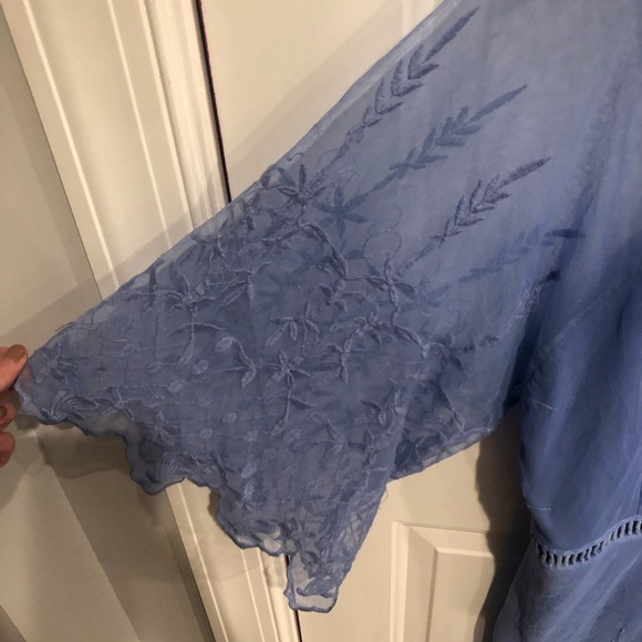 Boohoo Blue Sheer & Lace Dress Cocktail Party Photoshoot Baby Shower - Picture 2 of 11